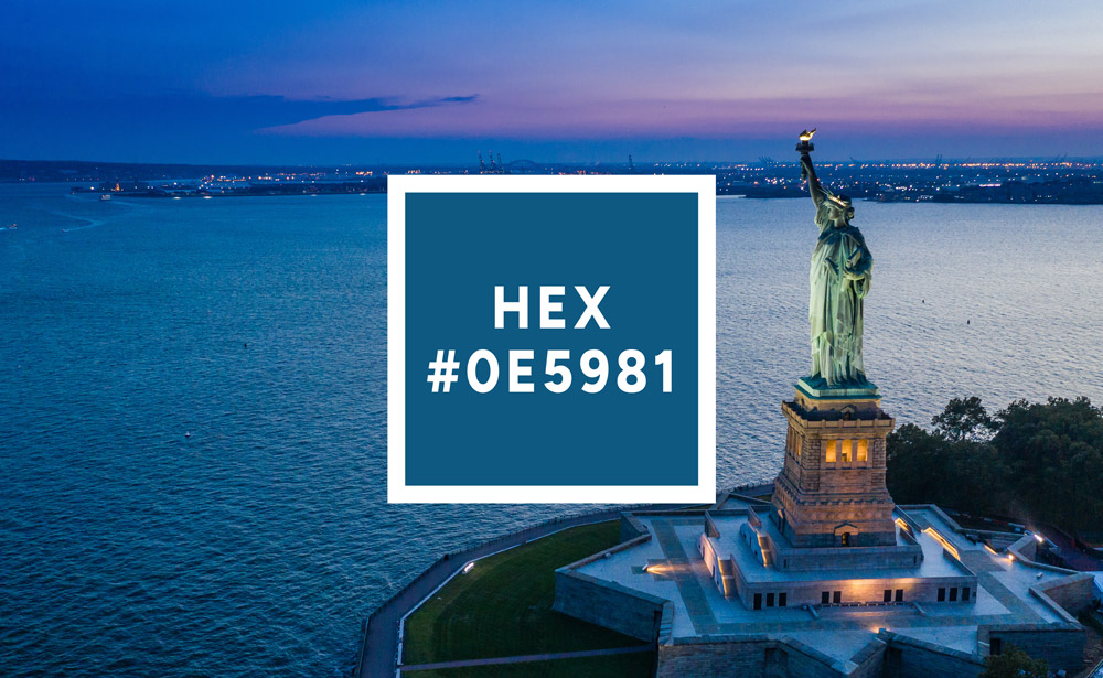Statue of Liberty - New York, swatched to HEX color #0E5981
