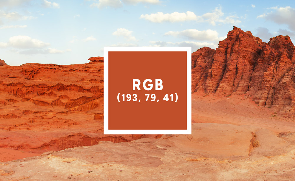 Wadi Rum desert, Jordan swatched to RGB (193, 79, 41)